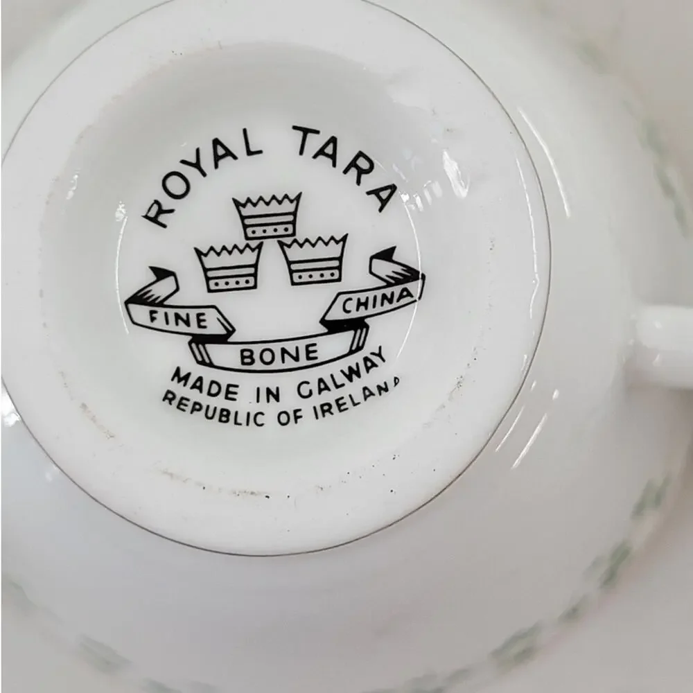 Royal Tara Shamrock Teacup and Saucer Fine Bone China Irish Teatime 1-2 cottage
